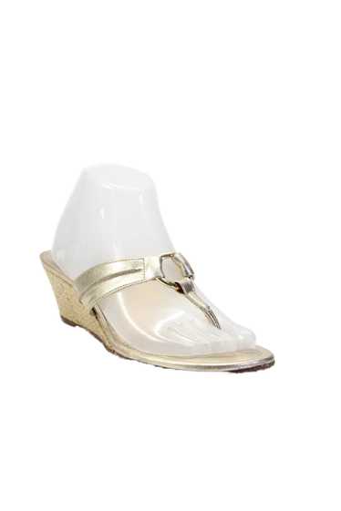 Lily Pulitzer Womens Leather Buckled T-Strap Wedge