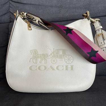 COACH shoulder bag, white, leather, star pattern … - image 1