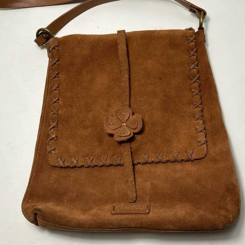 Vintage Guess leather shoulder purse boho retro f… - image 1