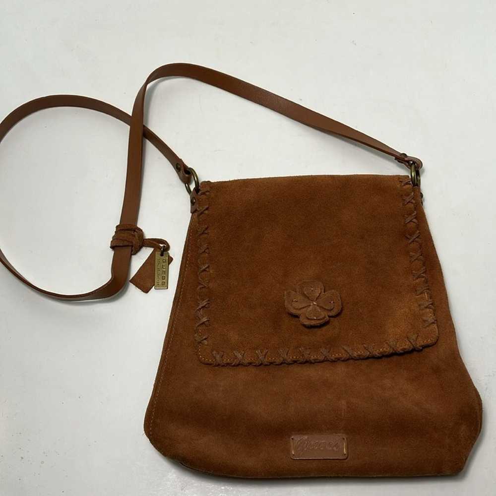 Vintage Guess leather shoulder purse boho retro f… - image 2