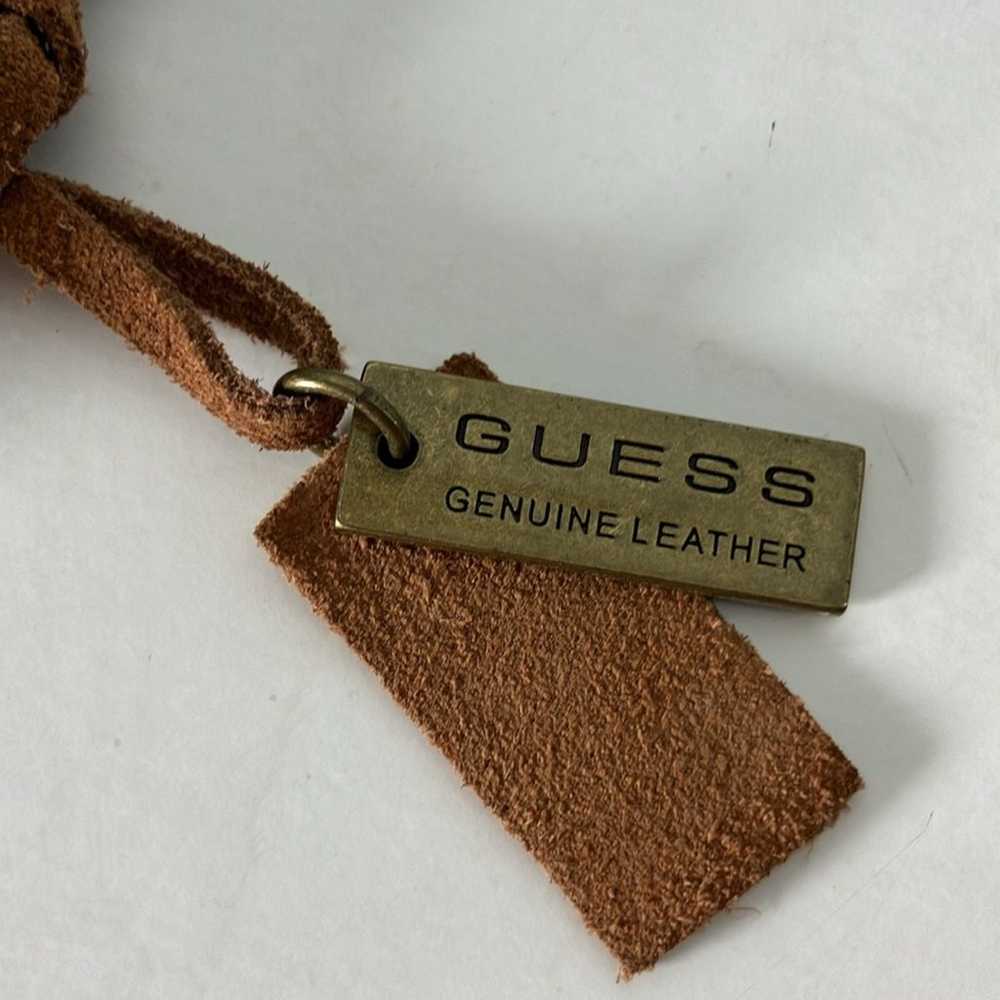 Vintage Guess leather shoulder purse boho retro f… - image 5