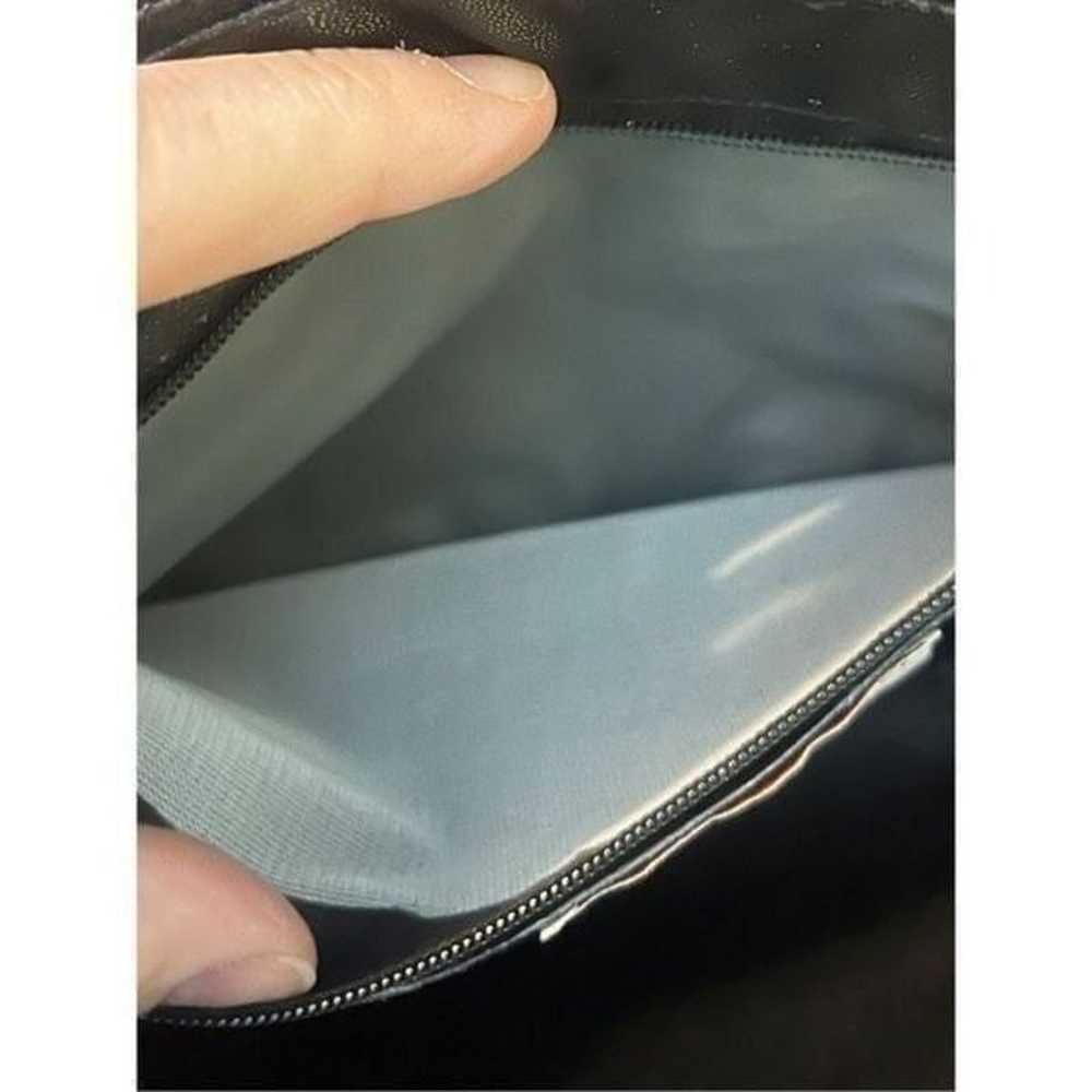 Vintage 100% Black Leather Clutch 12x7 - image 5