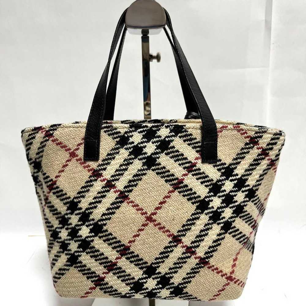 Burberry London Handbag Nova Check Wool Logo Char… - image 6