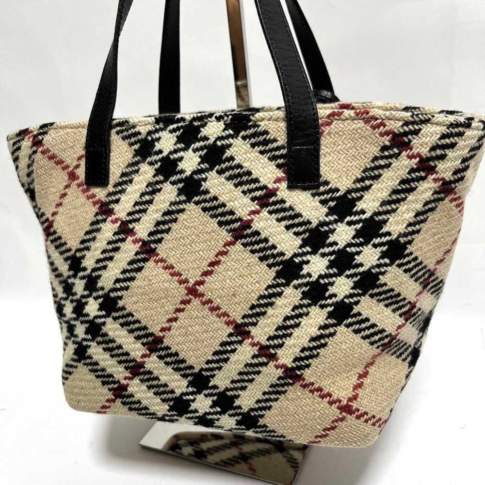 Burberry London Handbag Nova Check Wool Logo Char… - image 7