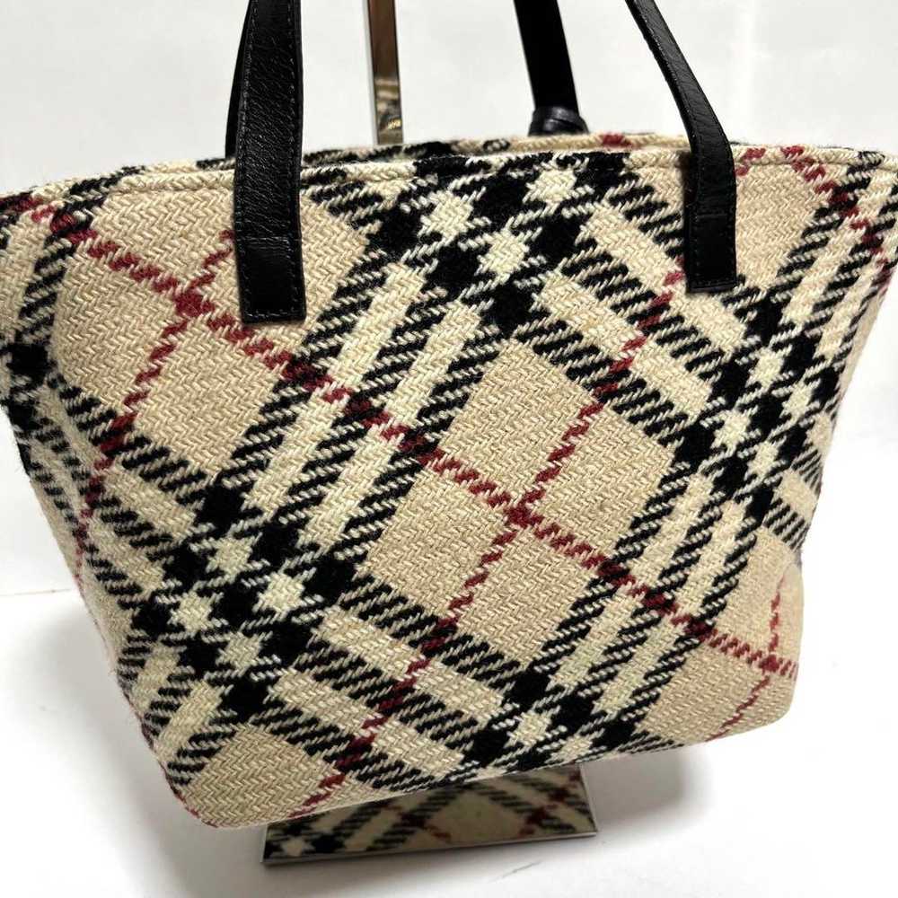 Burberry London Handbag Nova Check Wool Logo Char… - image 8