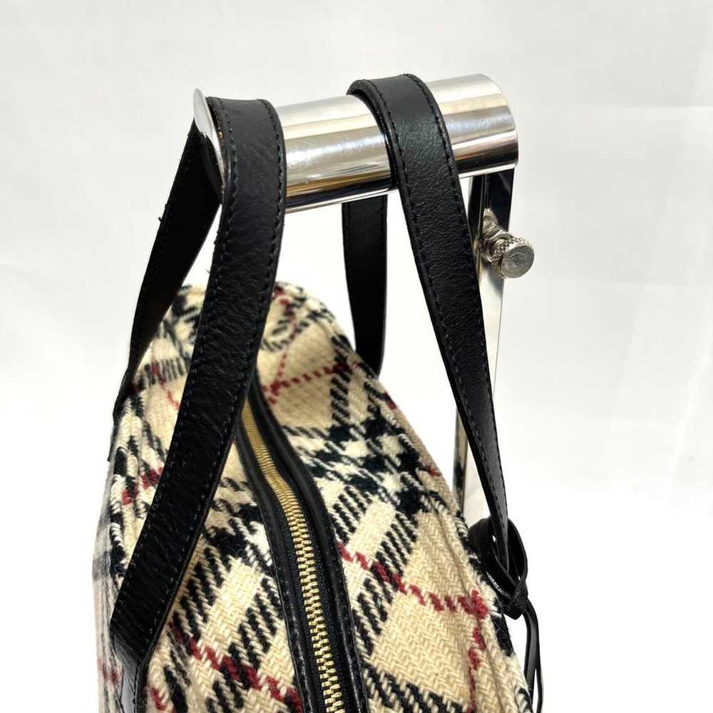 Burberry London Handbag Nova Check Wool Logo Char… - image 9