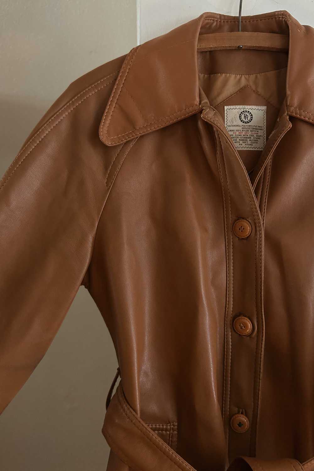 1970's CARAMEL FAUX LEATHER WRAP JACKET - image 6