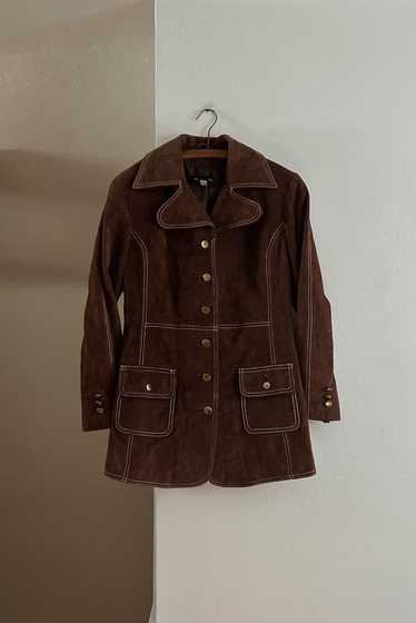 1960's CHOCOLATE SUEDE WESTERN STITCH JACKET - image 1