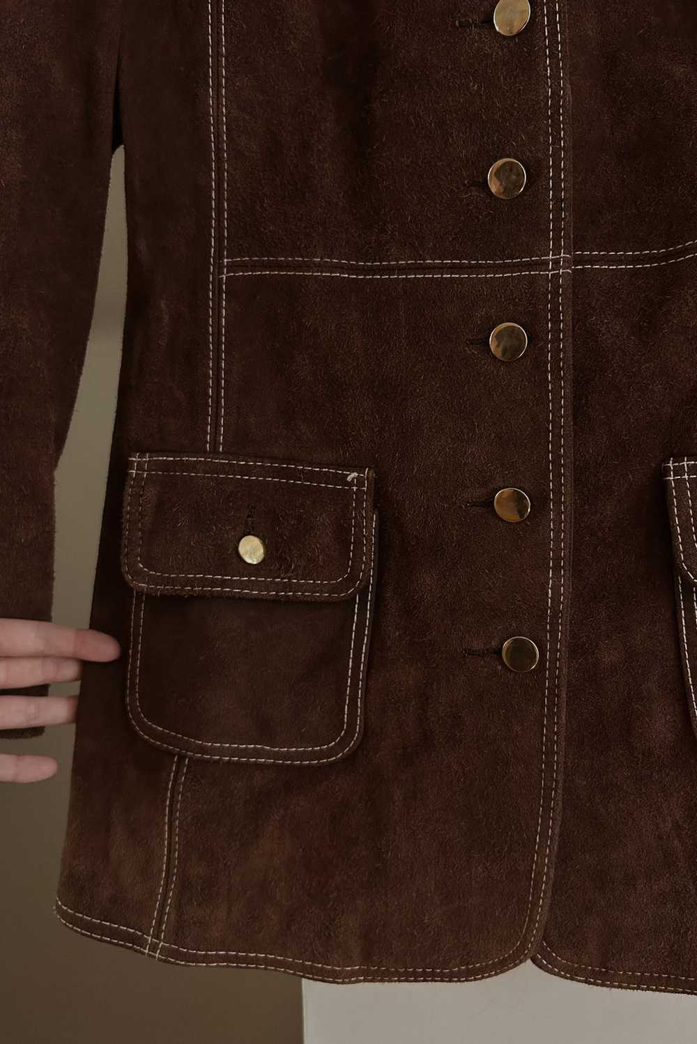 1960's CHOCOLATE SUEDE WESTERN STITCH JACKET - image 2