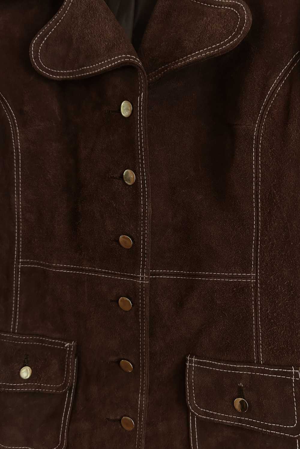 1960's CHOCOLATE SUEDE WESTERN STITCH JACKET - image 3