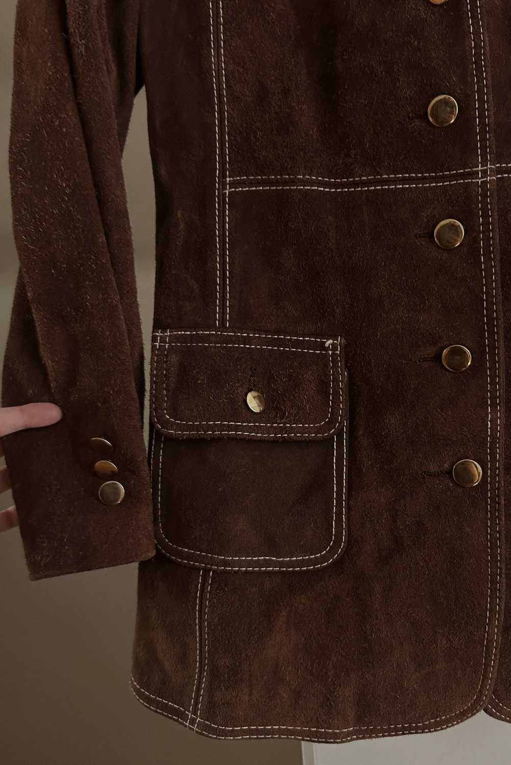 1960's CHOCOLATE SUEDE WESTERN STITCH JACKET - image 5