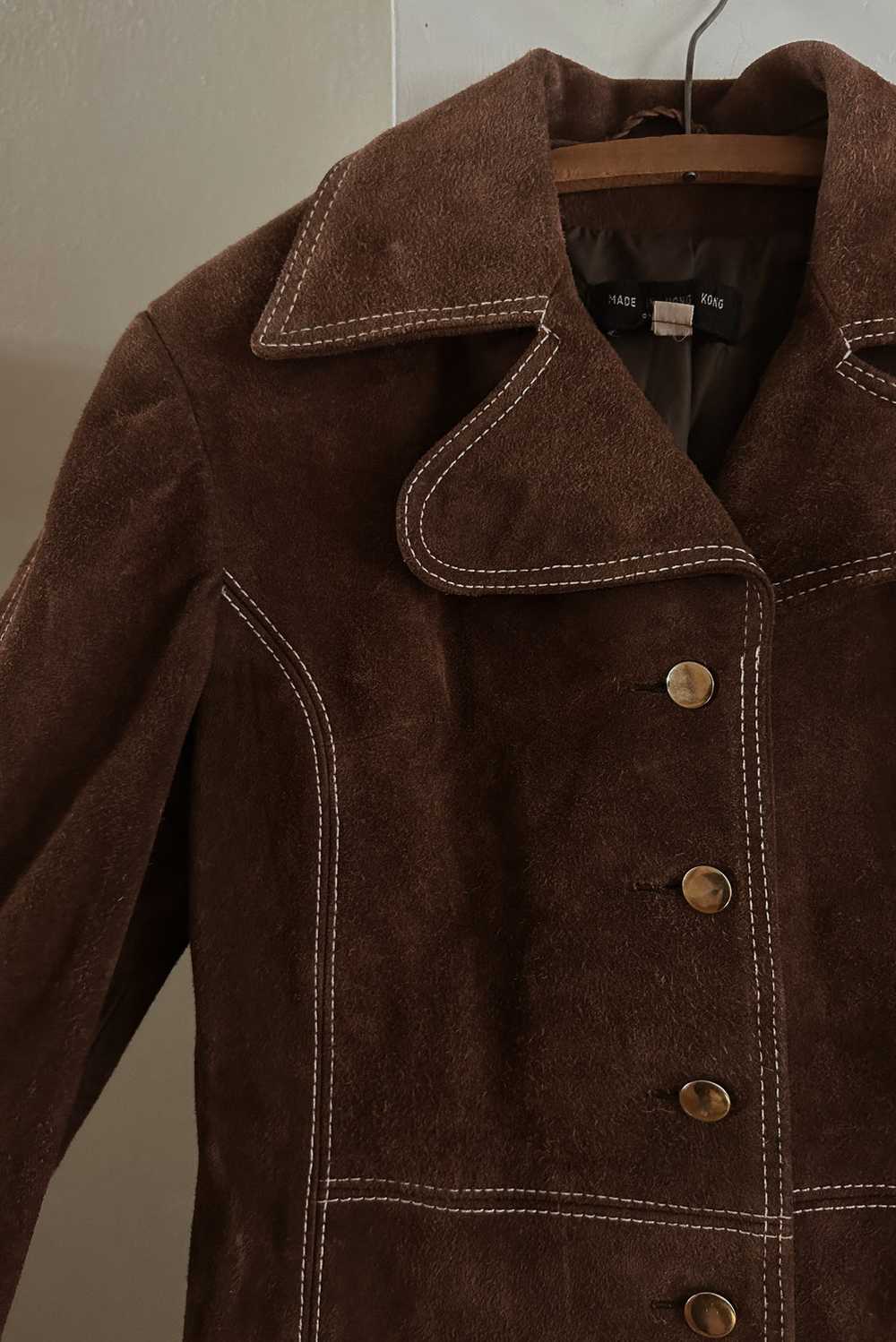 1960's CHOCOLATE SUEDE WESTERN STITCH JACKET - image 7