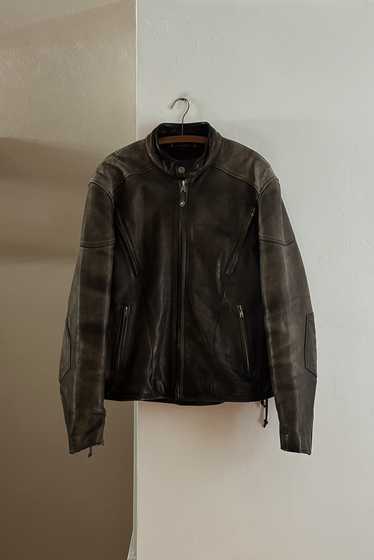 1990's THICK PEBBLED LEATHER MOTO JACKET