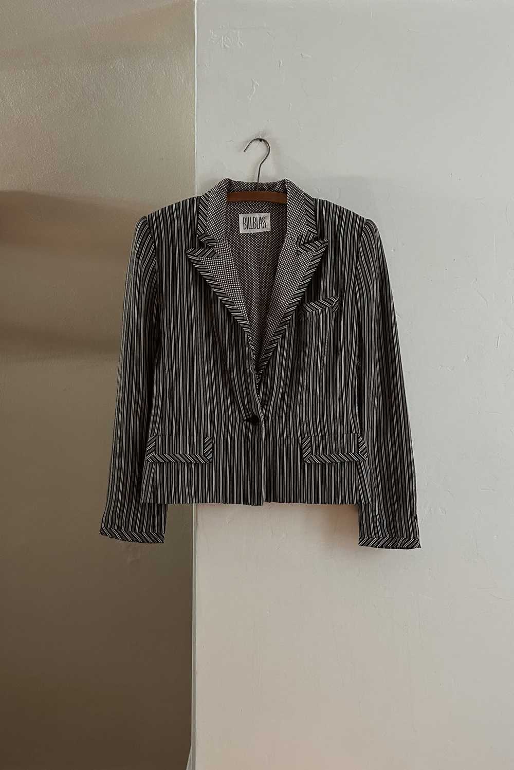 1980's COUTURE SILK STRIPE CROP BLAZER - image 1