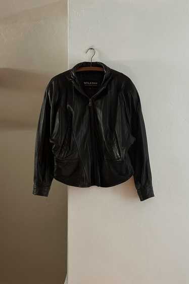 1990's BLACK LEATHER WILSONS BIKER JACKET