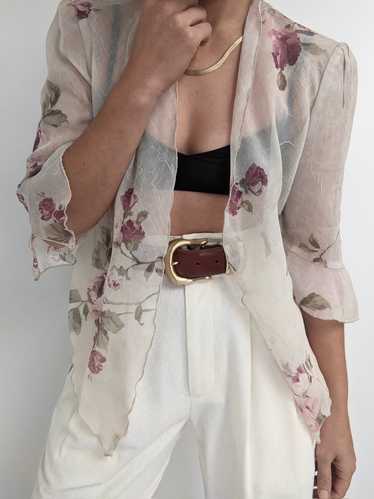 Vintage Floral Tie Blouse