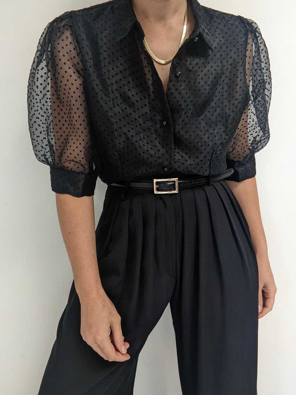 Beautiful Onyx Polka Dot Organza Blouse - image 1