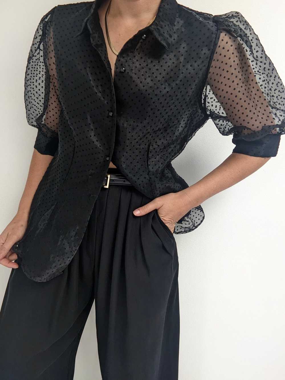 Beautiful Onyx Polka Dot Organza Blouse - image 4