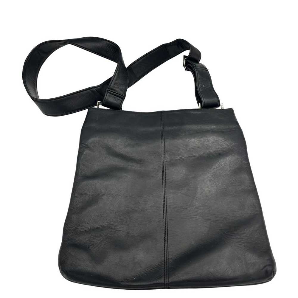 Perlina Vintage Black Soft Leather Crossbody Mess… - image 4