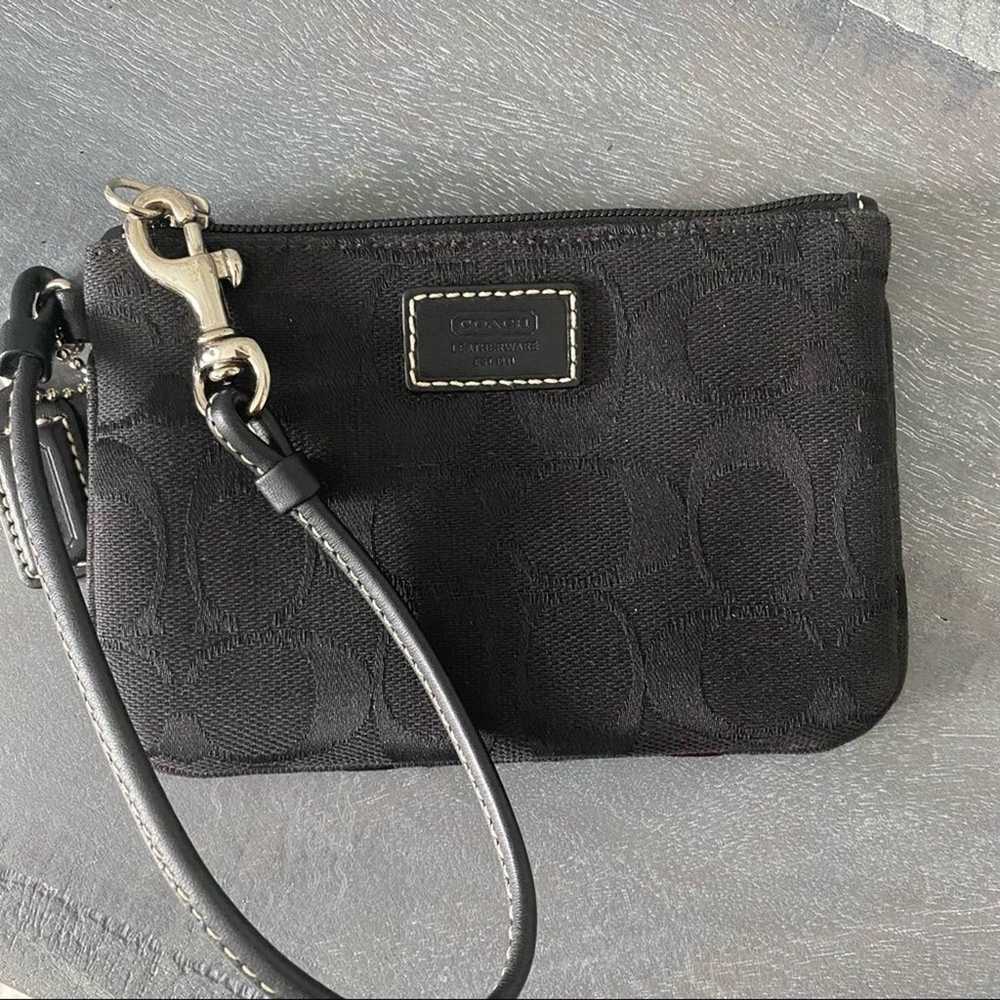 Vintage Coach Black Signature Monogram Canvas Wri… - image 3