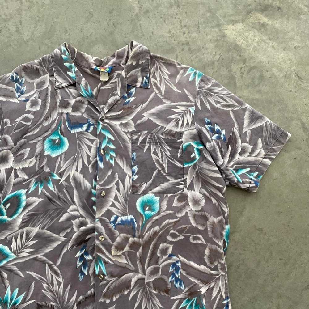 Vintage Vintage Hawaii Blues Grey Hawaiian Shirt - image 3