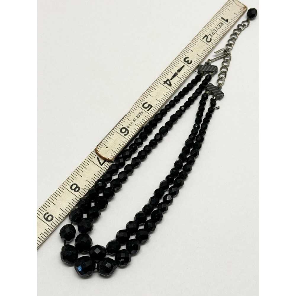 Vintage Vintage black crystal double strand beade… - image 4