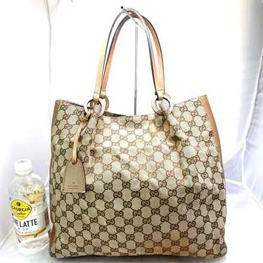 Gucci GG canvas leather tote bag with shoulder st… - image 1