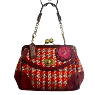 Vintage Coach Houndstooth Tweed and Suede Mini Sa… - image 1