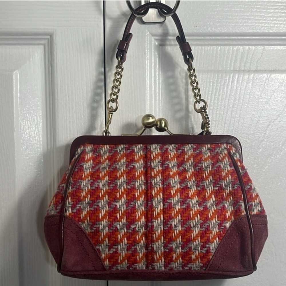 Vintage Coach Houndstooth Tweed and Suede Mini Sa… - image 6