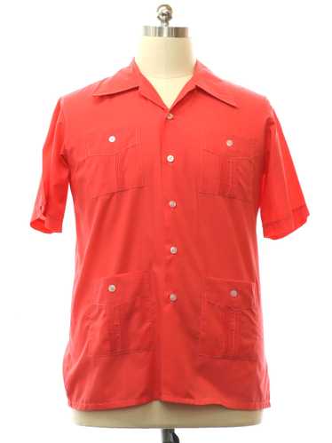 1970's Safari Mens Mod Safari Style Guayabera Shir