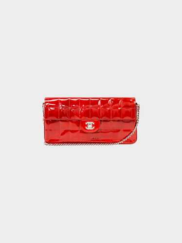 Chanel 2000 Red Chocolate Bar Patent Leather Bag