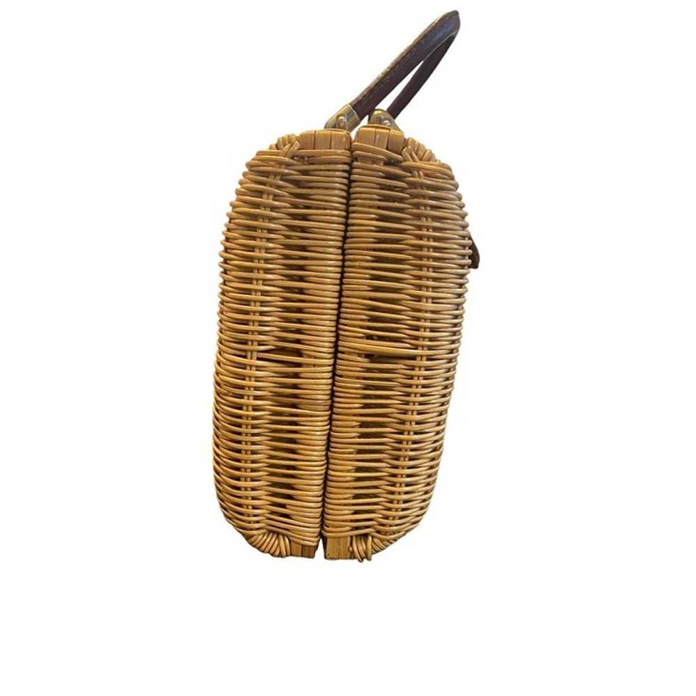 Woven Wicker Purse Box Bag Hand Bag Leather & Stu… - image 5