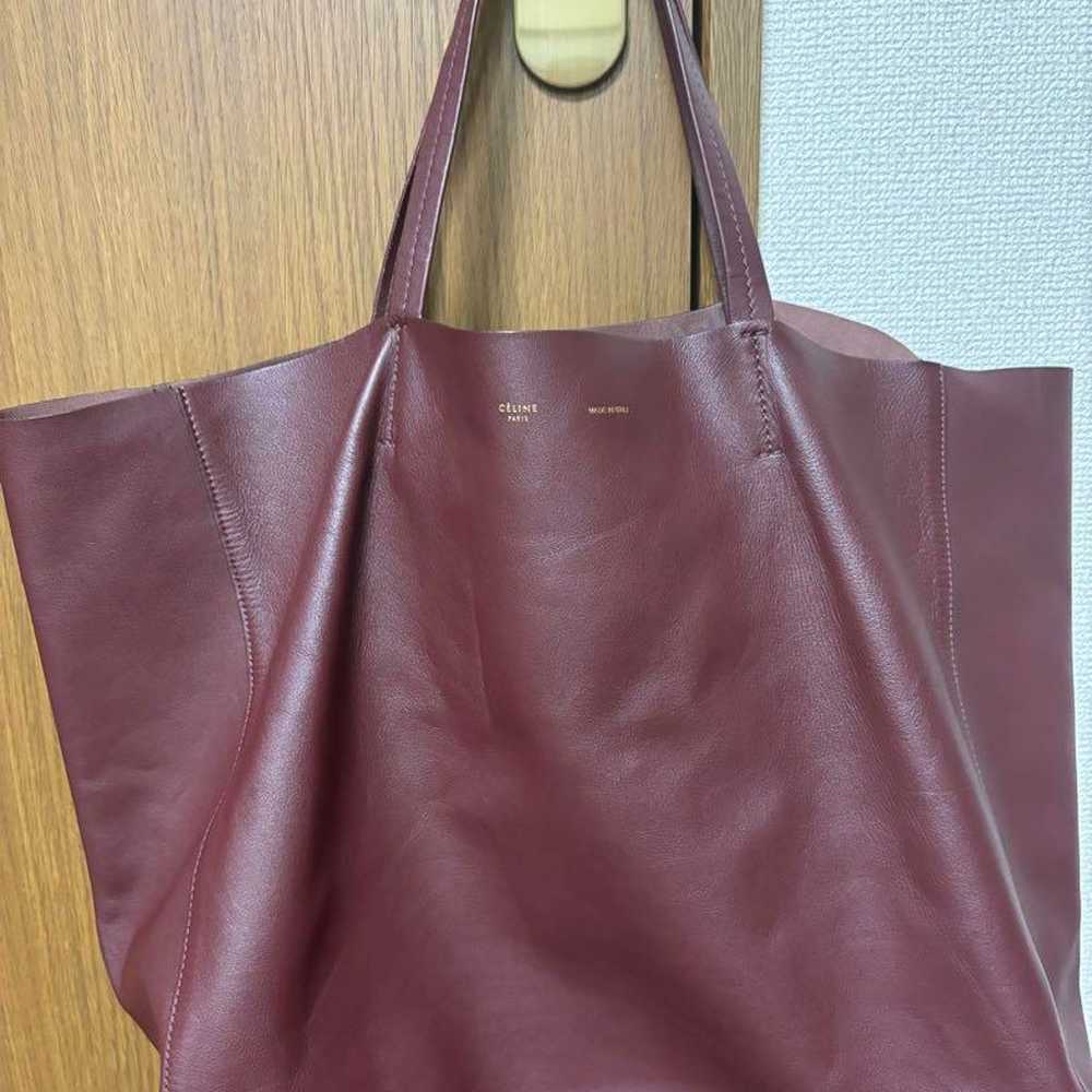 CELINE MEGA TOTE Burgundy Leather Shoulder Bag - image 1