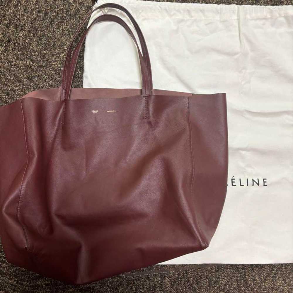 CELINE MEGA TOTE Burgundy Leather Shoulder Bag - image 7