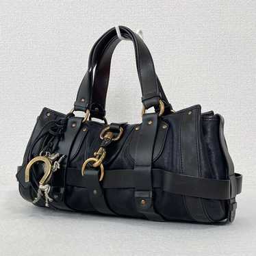 Chloe Kerala Handbag Tote Bag Leather Black with H