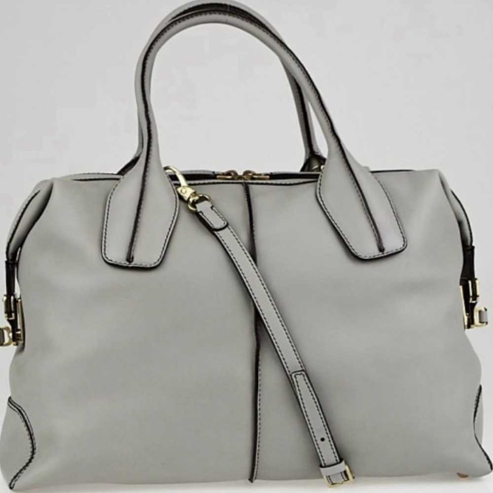 TOD'S Grey Leather D-Styling Medium Bauletto Bag - image 1