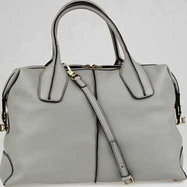 TOD'S Grey Leather D-Styling Medium Bauletto Bag - image 1