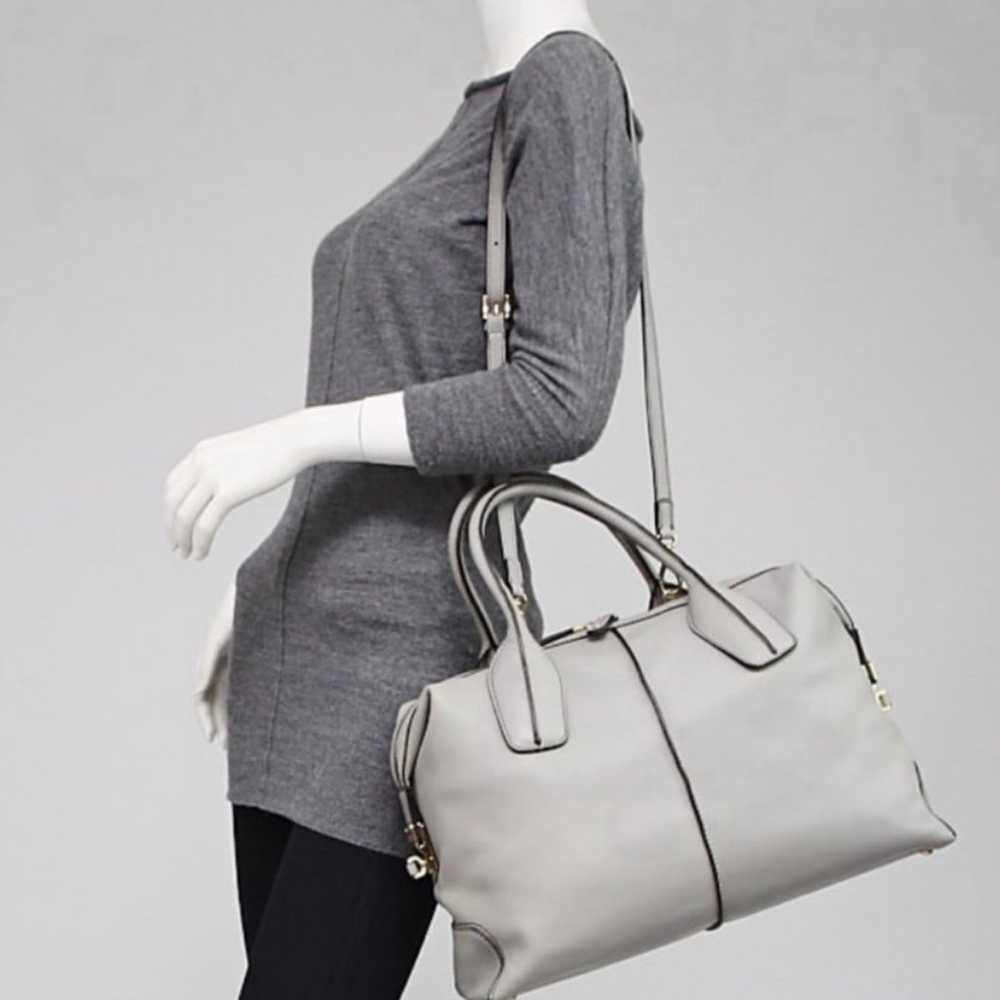 TOD'S Grey Leather D-Styling Medium Bauletto Bag - image 2