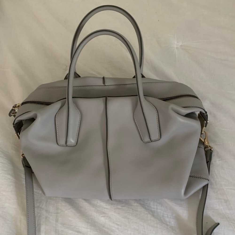 TOD'S Grey Leather D-Styling Medium Bauletto Bag - image 3