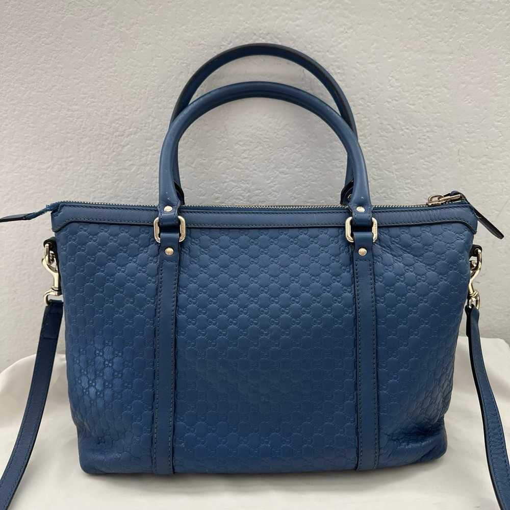 Auth Gucci Blue Microguccissima Abbey Satchel & C… - image 3