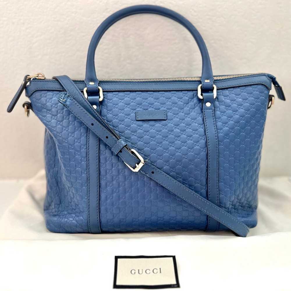 Auth Gucci Blue Microguccissima Abbey Satchel & C… - image 4