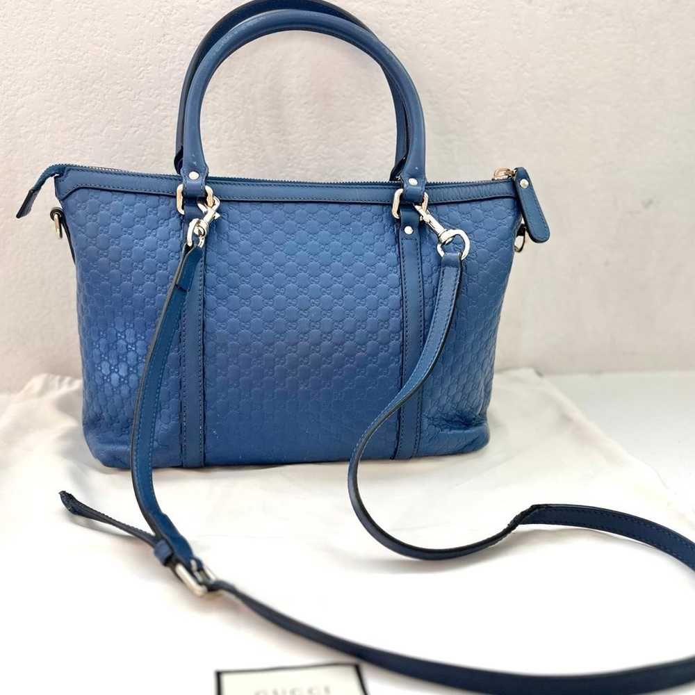 Auth Gucci Blue Microguccissima Abbey Satchel & C… - image 6