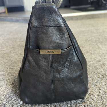 Vintage black genuine leather fossil backpack purs