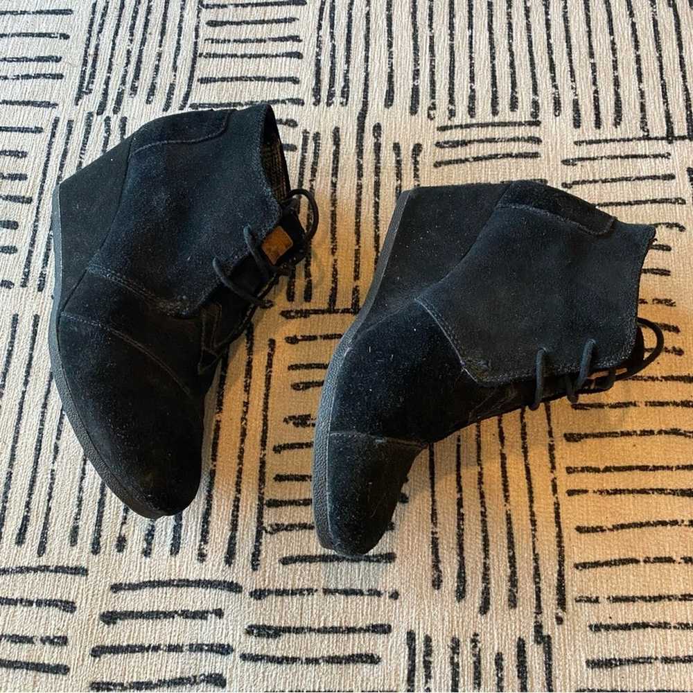 Tom’s Black Suede Toms Boot Wedge Heels 10 - image 3