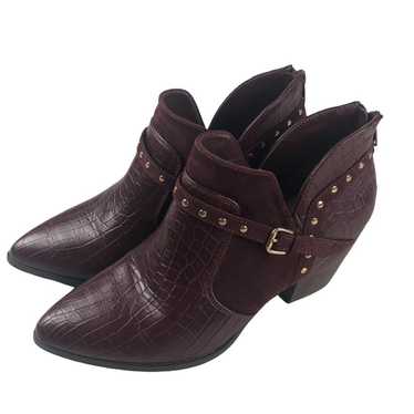 Bella-Vita Burgundy gold studded booties 8