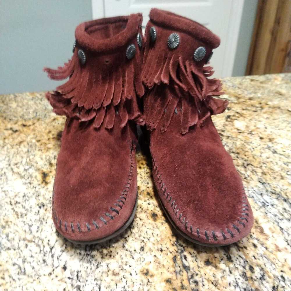 Minnetonka Women's Double Fringe Moccasins Side Z… - image 10