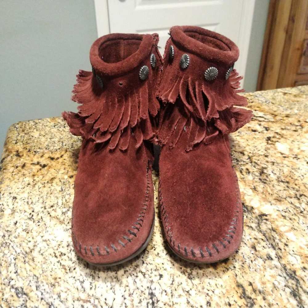 Minnetonka Women's Double Fringe Moccasins Side Z… - image 7