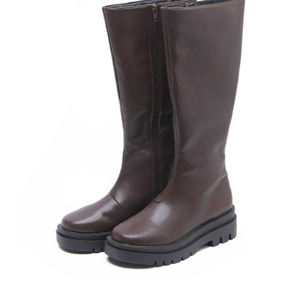 Ladies' platform long boots with side zipper. - image 1