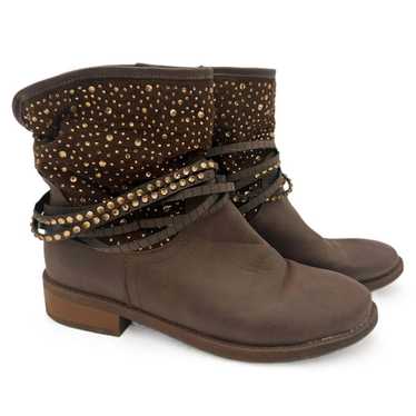 Roper Brown Studded Beaded Skye Ankle Cowgirl Boo… - image 1