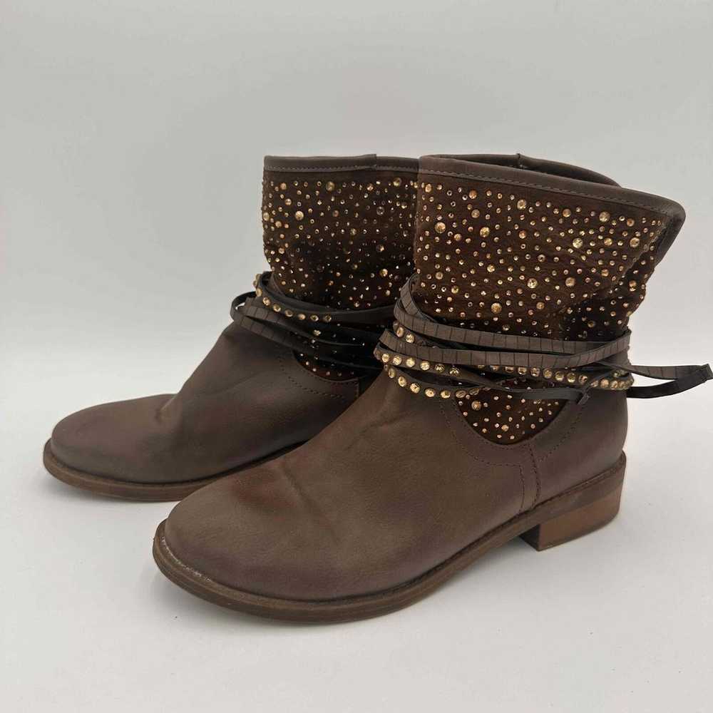 Roper Brown Studded Beaded Skye Ankle Cowgirl Boo… - image 5